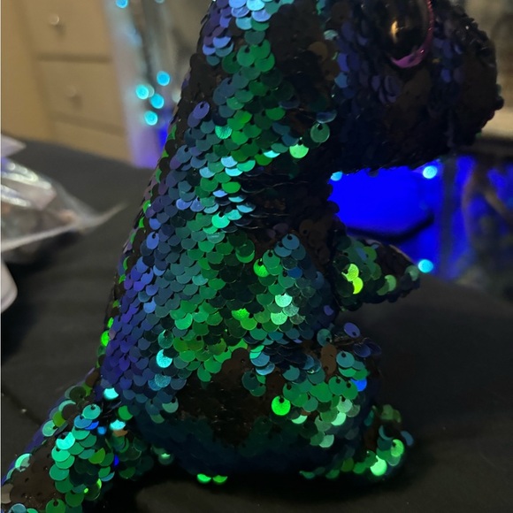 Beanie Boos Crunch The Dinosaur Flip Sequins Purple Sparkly Eyes 7" - Picture 4 of 6